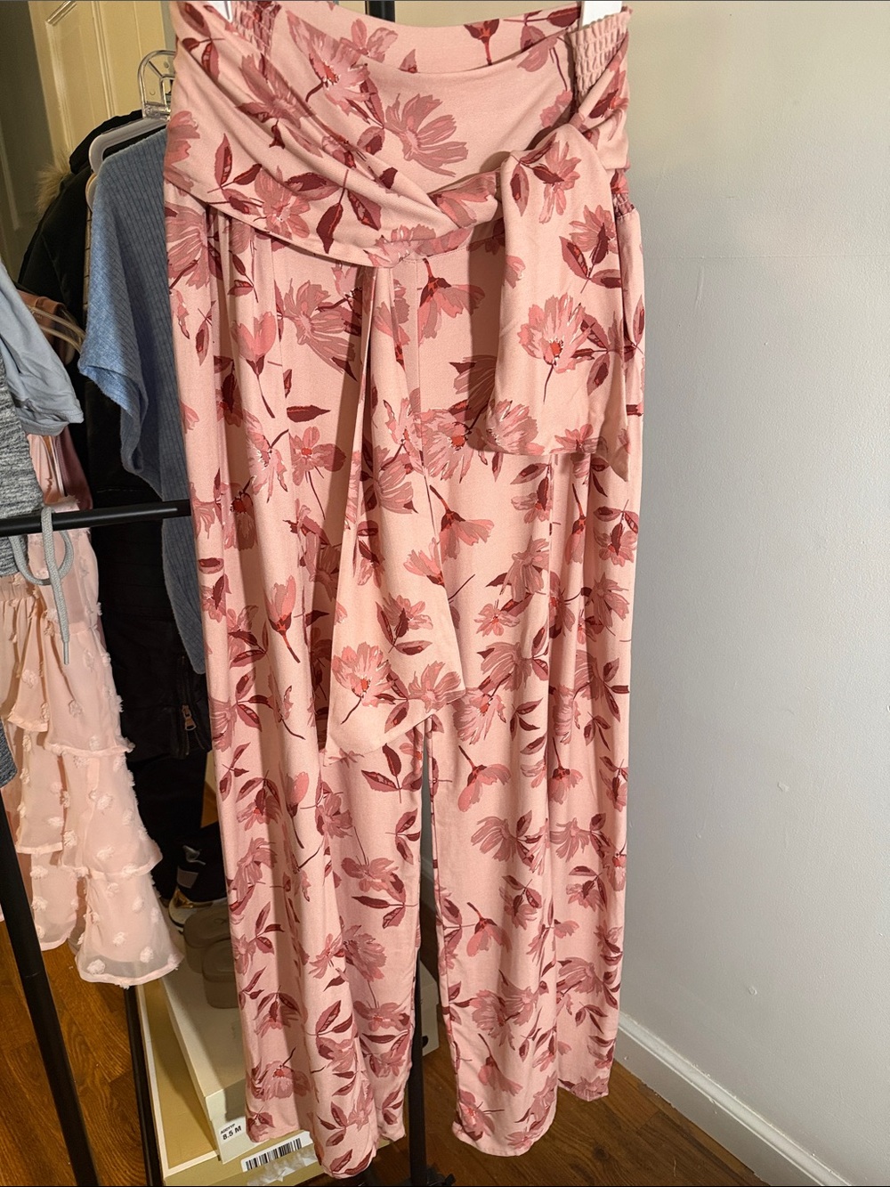 Sincerly Jules Dusty Rose Floral Wide Leg Pants